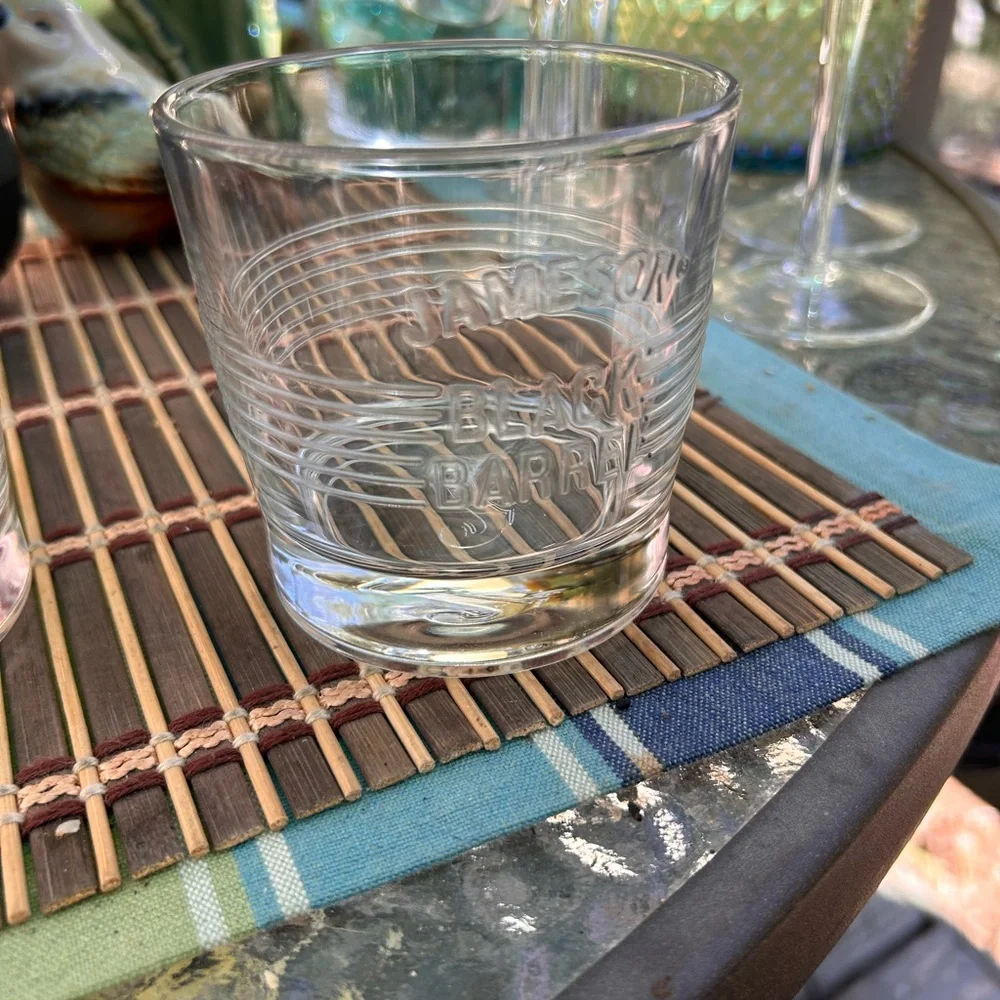 Jameson bourbon whiskey highball rock  glasses black barrel